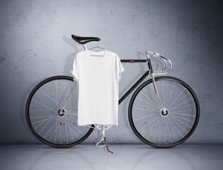 Vintage bicycle and blank t-shirt