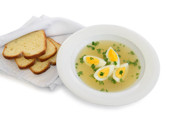 plate diet soup with eggs