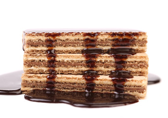 Coated stake wafers of chocolate.