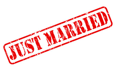 JUST MARRIED red stamp text