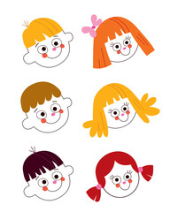 kids faces set