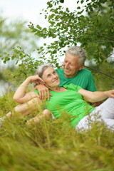 Fototapeta premium Senior couple in summer field