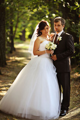 bride and groom walking