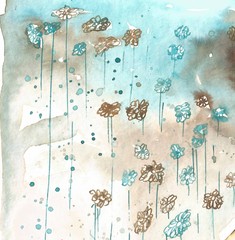 blue and brown flowers