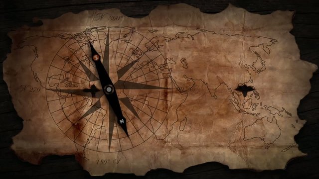 old map with a compass needle