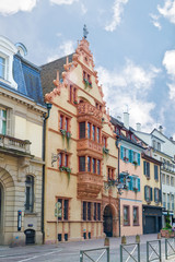 House of heads in Colmar.  France. Europe