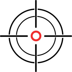 Illustration of a crosshair reticle on a white background