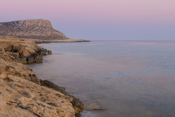 Fototapeta na wymiar Sea caves at sunset. Mediterranean Sea. Nature composition