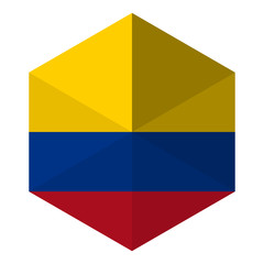 Colombia Flag Hexagon Flat Icon Button