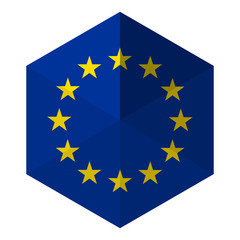 Europe Flag Hexagon Flat Icon Button