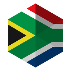 South Africa Flag Hexagon Flat Icon Button