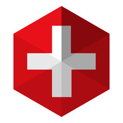 Switzerland Flag Hexagon Flat Icon Button