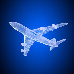 Fototapeta na wymiar 3D model of jet airplane