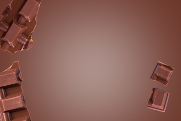 Chocolate Bar Pieces with Copy Space