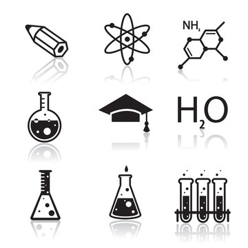 Colored chemistry icons  for learning and web applications