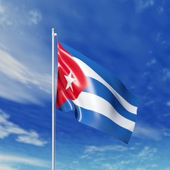 Waving  Cuban flag
