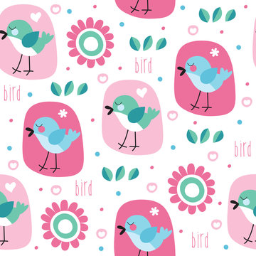 bird flower pattern vector illustration