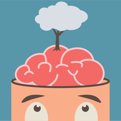 Open mind with idea concept, flat design vector