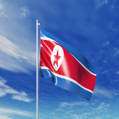 Waving  North Korean flag
