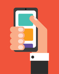 Businessman with smartphone, flat design vector
