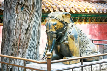 Foto op Canvas Lion statue in forbidden city beijing © schopferdesign