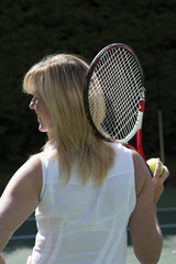 Portrait of female tennis player