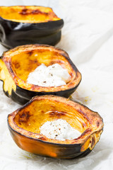 Acorn squash with sour cream