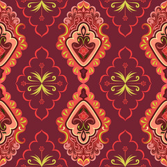 Seamless red retro wallpaper vector background.