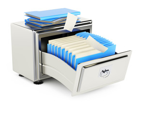 File storage cabinet with folders