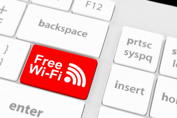 Free WI-FI button on keyboard with soft focus