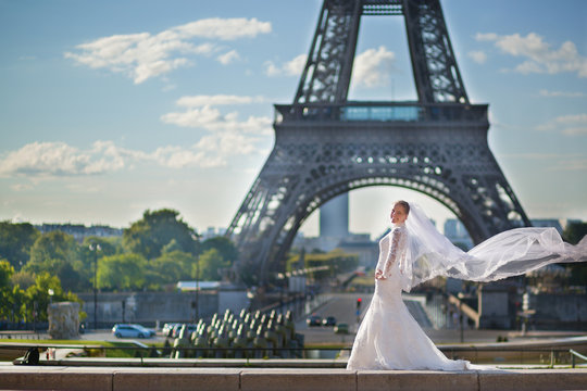 Beautiful young bride in Paris