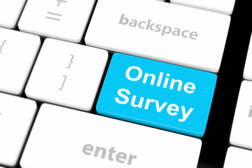On line survey key on keyboard