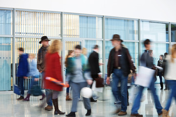 Shoppers Rushing through Corridor, Motion Blur