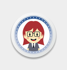 cute girl cartoon character label