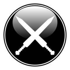 Fototapeta premium Crossed gladius swords button