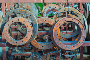 Steel rusted flanges in warehouse