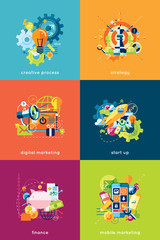 Vector illustration set of concepts for business and finance