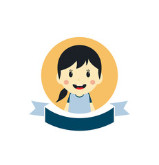 cute girl cartoon character label