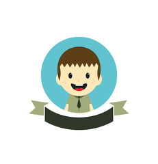 adorable boy cartoon character label