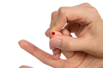 Flesh blood wound from diabetes patient finger