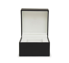 Open black gift box isolated on white
