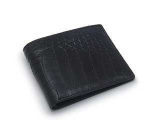 Black leather purse isolated on white