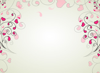 Hearts and swirls on a light background