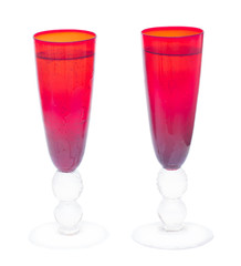 tw glasses of christmas champagne