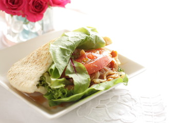 Homemade beef and tomato pita bread