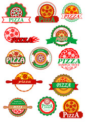 Naklejka premium Italian pizza, banners, emblems and labels set