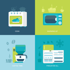 Flat design vector illustration kitchen electronic