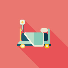 hospital bed flat icon with long shadow