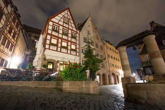 albrecht duerer place nuernberg at night
