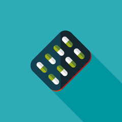 Pills flat icon with long shadow